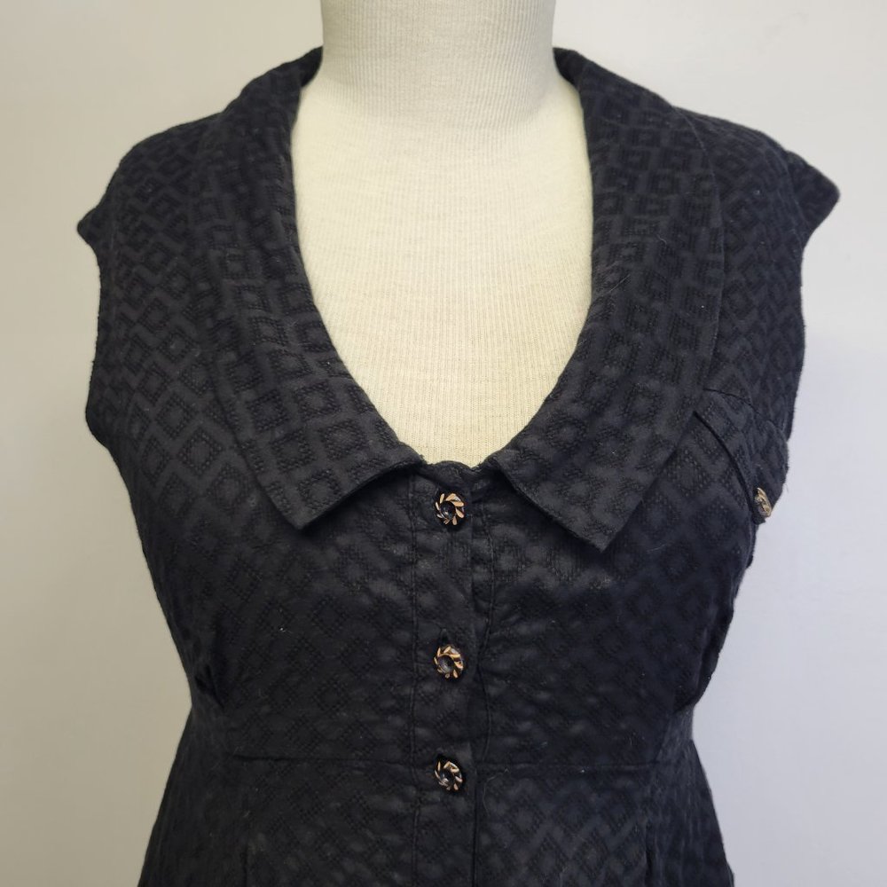 Anthropologie Postmark Womens US 10 Four Corners Shirt Dress Black Cotton Hi-Lo - Picture 8 of 12